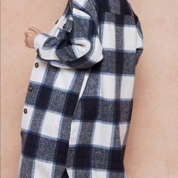 NWT Full Length Cozy Shacket in blue/white/black S - Picture 4 of 9